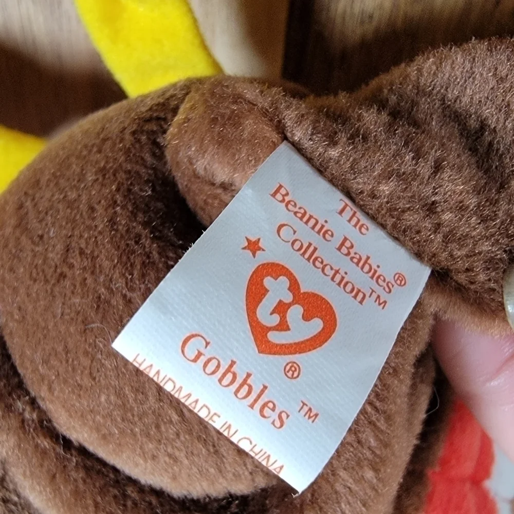 TY Vintage Gobbles Turkey Thanksgiving Plush Animal Beanie Baby Babies 1996 PVC